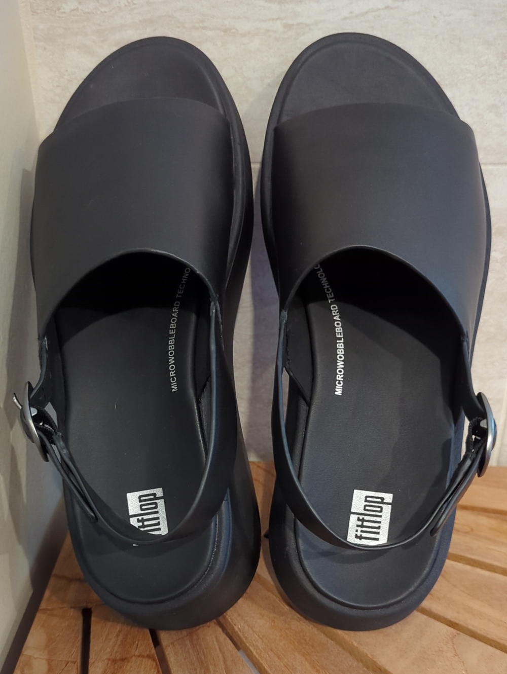 Fitflop Black Open-Toe Slide Sandals with Back Strap